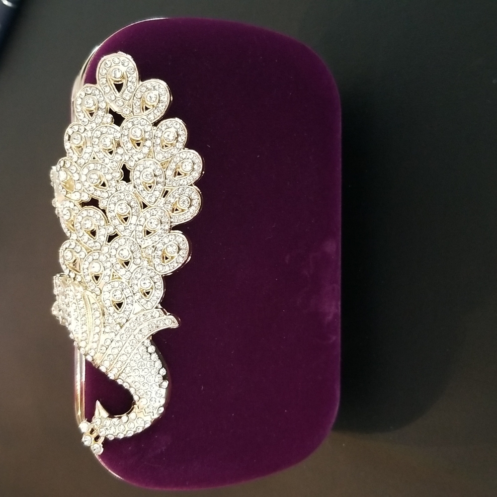 Women evening bag. Velvet with satin interior.  Comes with a gold chain strap.